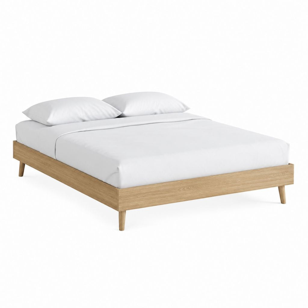Cadre de lit double chêne clair en MDF rectangulaire 160 x 200 cm