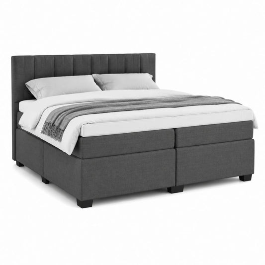 Cadre de lit double capitonné gris anthracite en polyester rectangulaire 160 x 200 cm