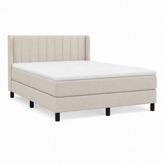 Lit continental beige en polyester avec sommier et matelas 160 x 200 cm