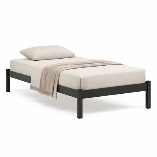 Cadre de lit simple en acier noir 90 x 190 cm